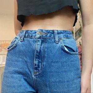dark blue wash mom jeans from BDG